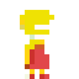 Lisa Simpson bead pattern, 16 by 16 beads