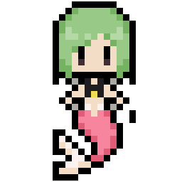 Little Green-Haired Mermaid bead pattern, 28 by 28 beads