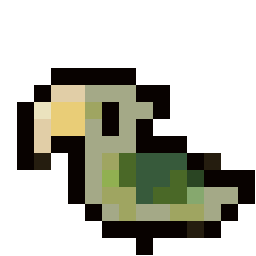 Little Green Parrot bead pattern, 15 by 15 beads