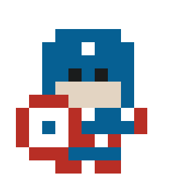 Minimal Hero: Captain America bead pattern, 13 by 13 beads