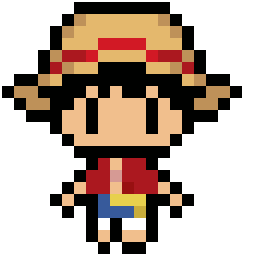 Monkey D. Luffy bead pattern, 21 by 21 beads