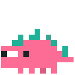Pink Dinosaur bead pattern, 13 by 13 beads