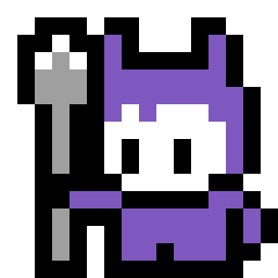 Purple Demon with Spear bead pattern, 16 by 16 beads