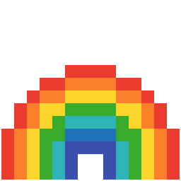 Rainbow Pixels bead pattern, 14 by 14 beads