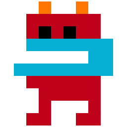 Red Monster bead pattern, 10 by 10 beads
