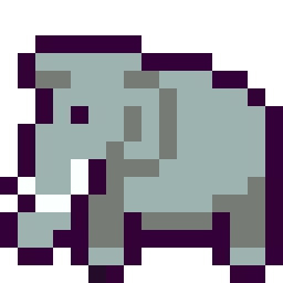 Gray Elephant bead pattern, 16 by 16 beads