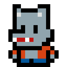 Wolf Character in Red Jacket bead pattern, 16 by 16 beads