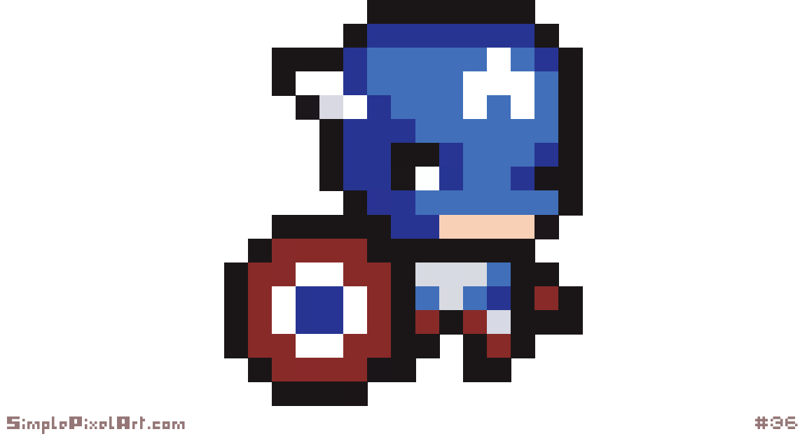 Captain America 17x17 Pixel Art by undefined