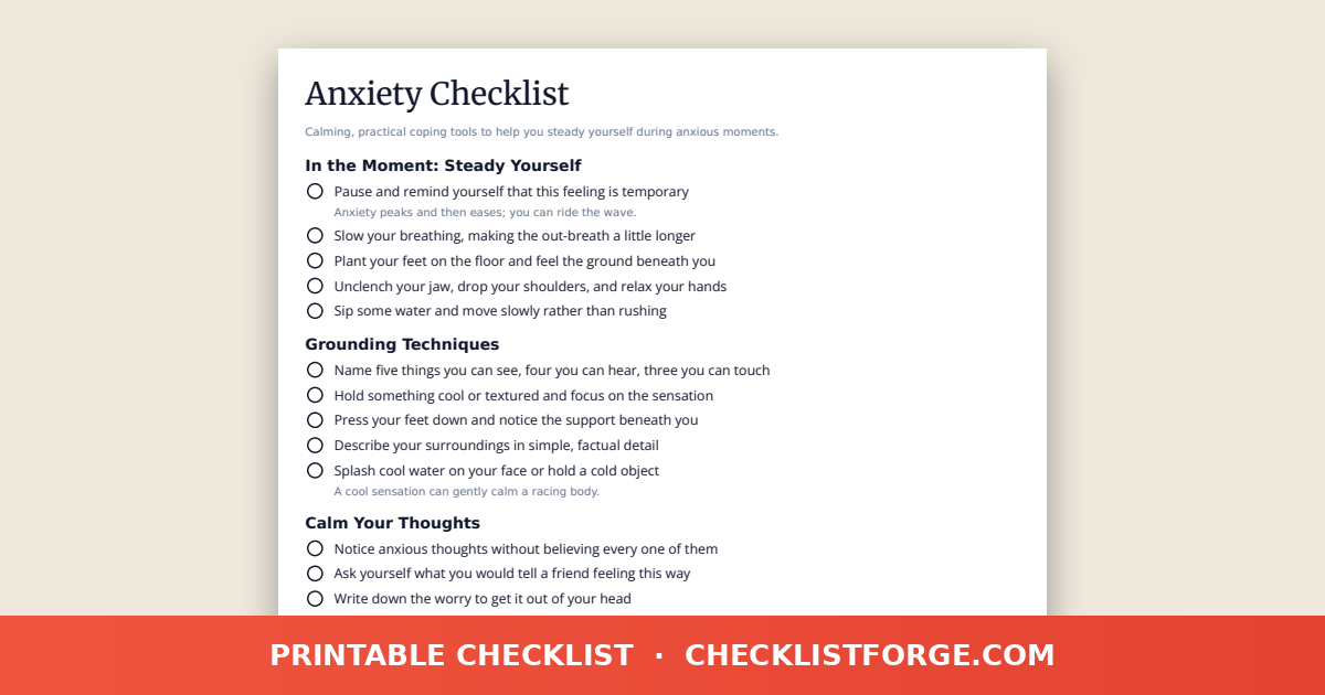 Anxiety Checklist