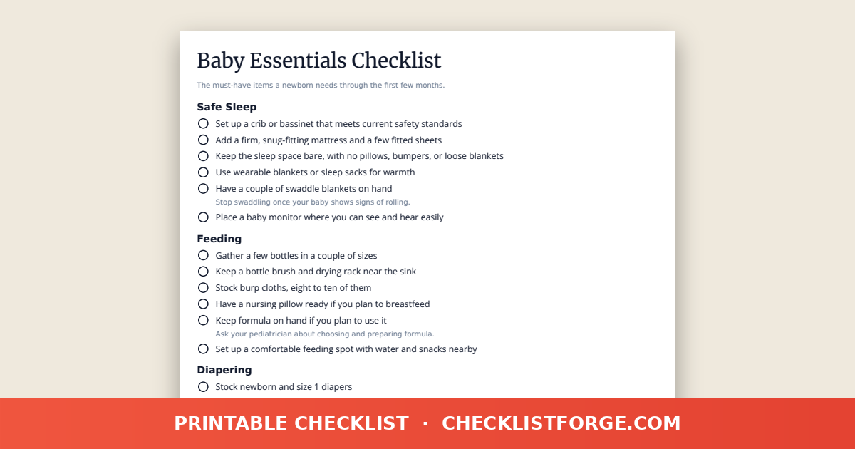 Baby Essentials Checklist