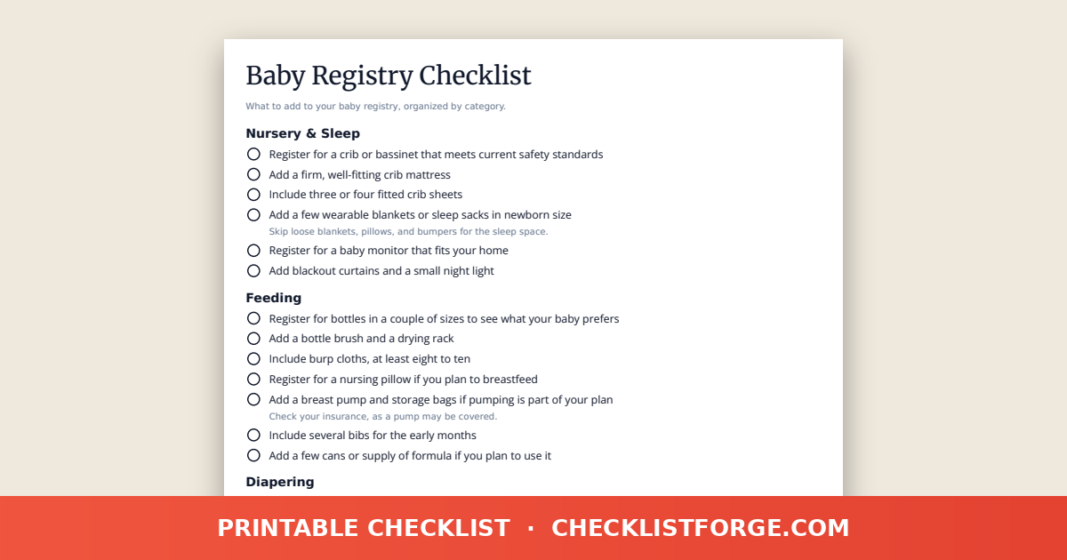 Baby Registry Checklist