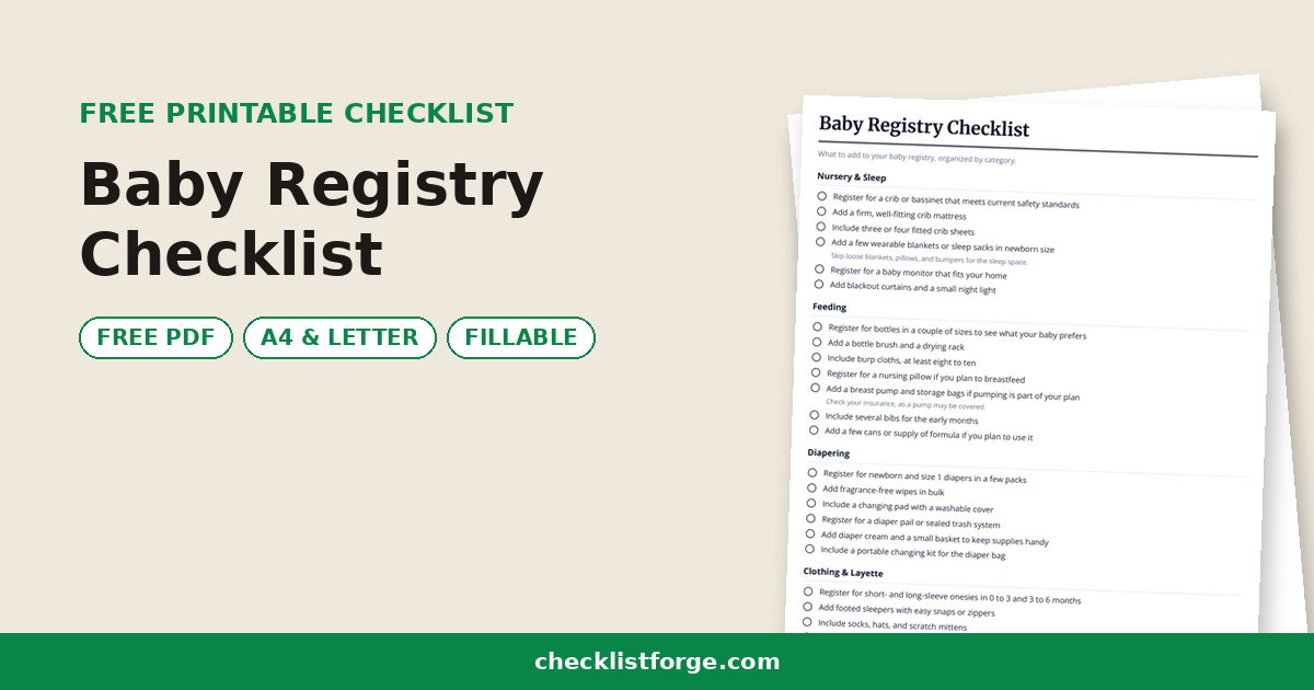Baby Registry Checklist