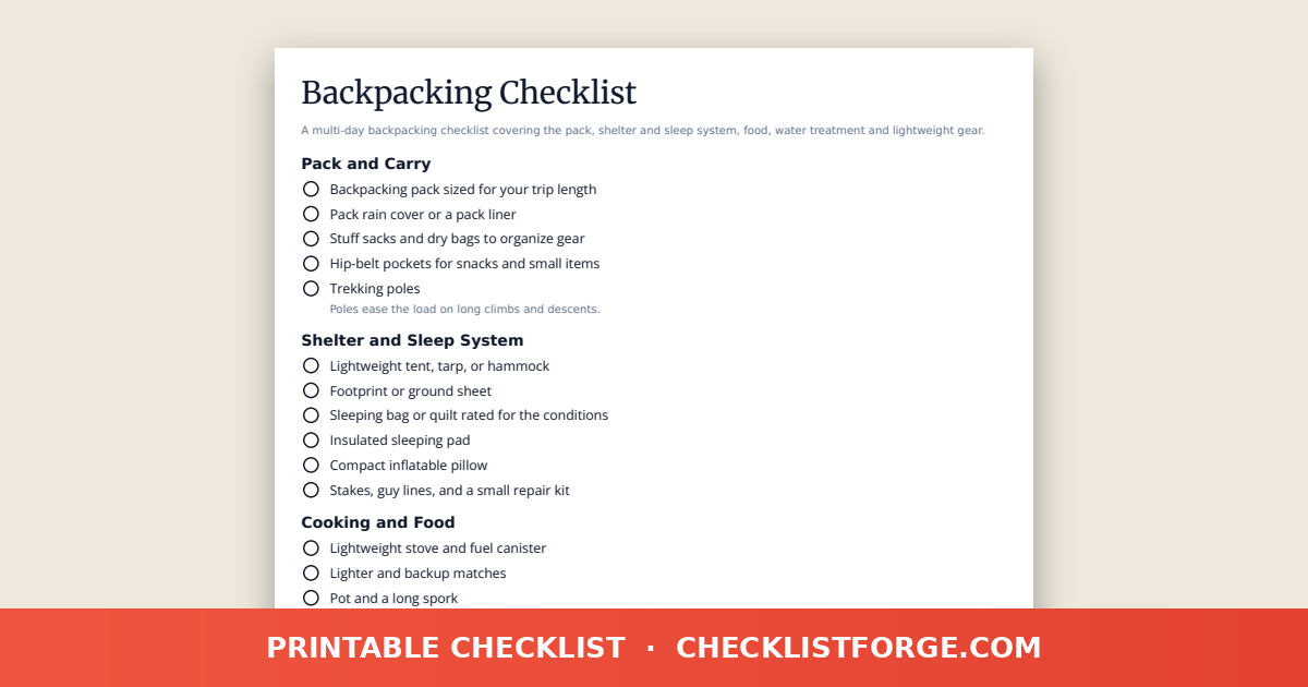Backpacking Checklist