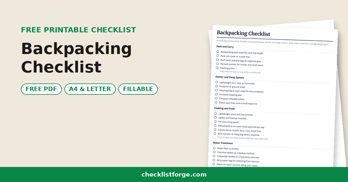Backpacking Checklist