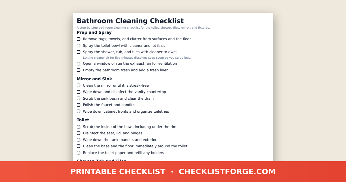 Bathroom Cleaning Checklist