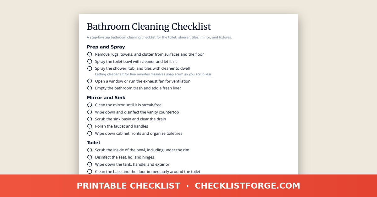 Bathroom Cleaning Checklist