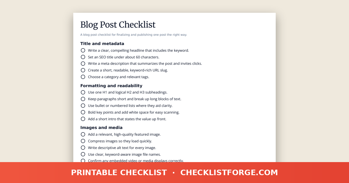 Blog Post Checklist