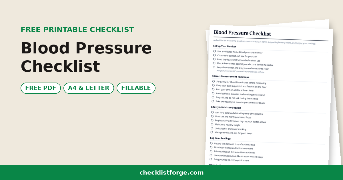 Blood Pressure Checklist
