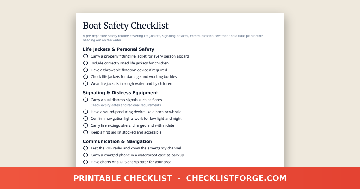 Boat Safety Checklist