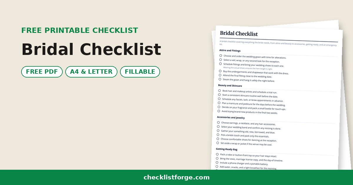 Bridal Checklist