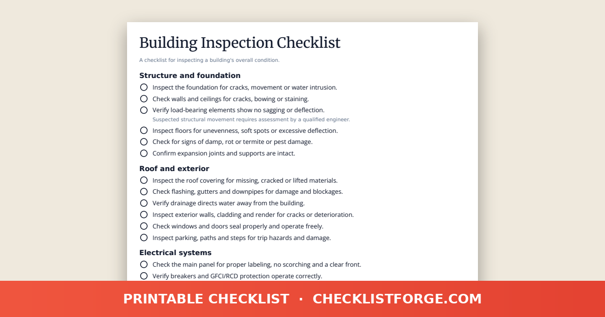 Building Inspection Checklist