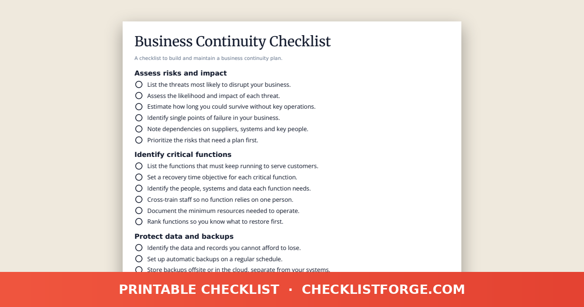 Business Continuity Checklist