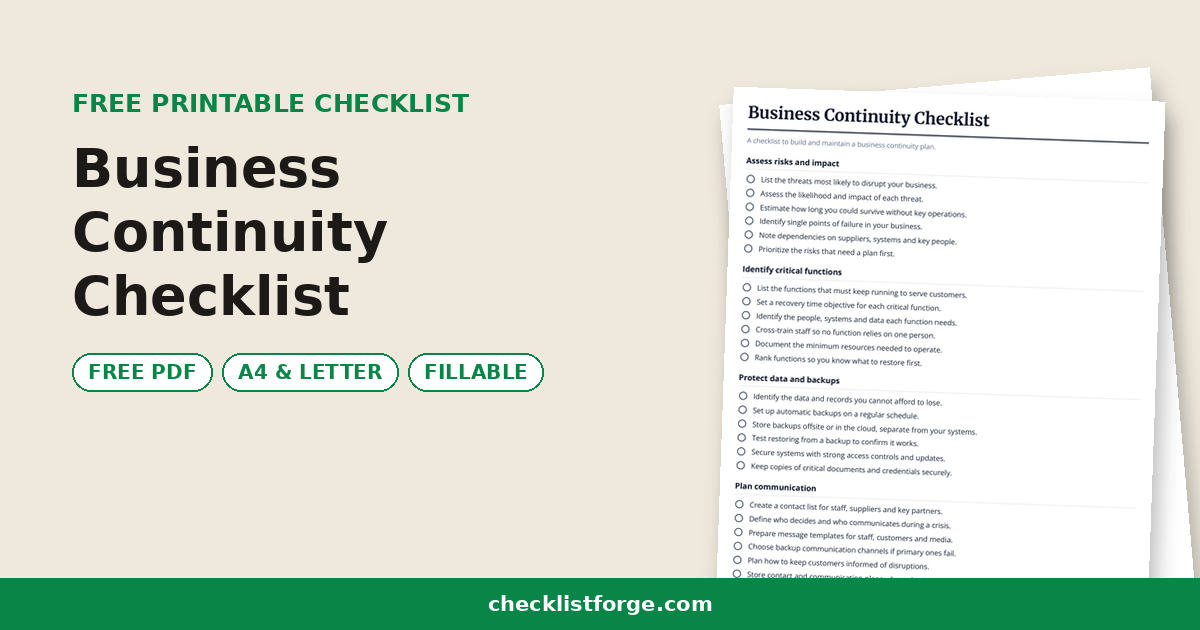 Business Continuity Checklist