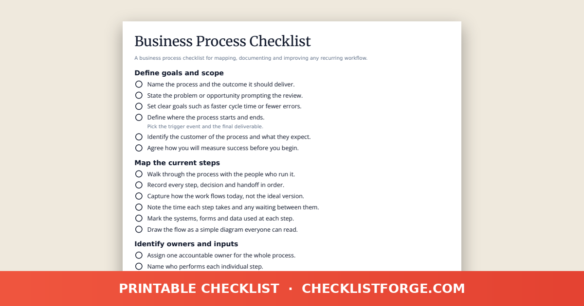 Business Process Checklist
