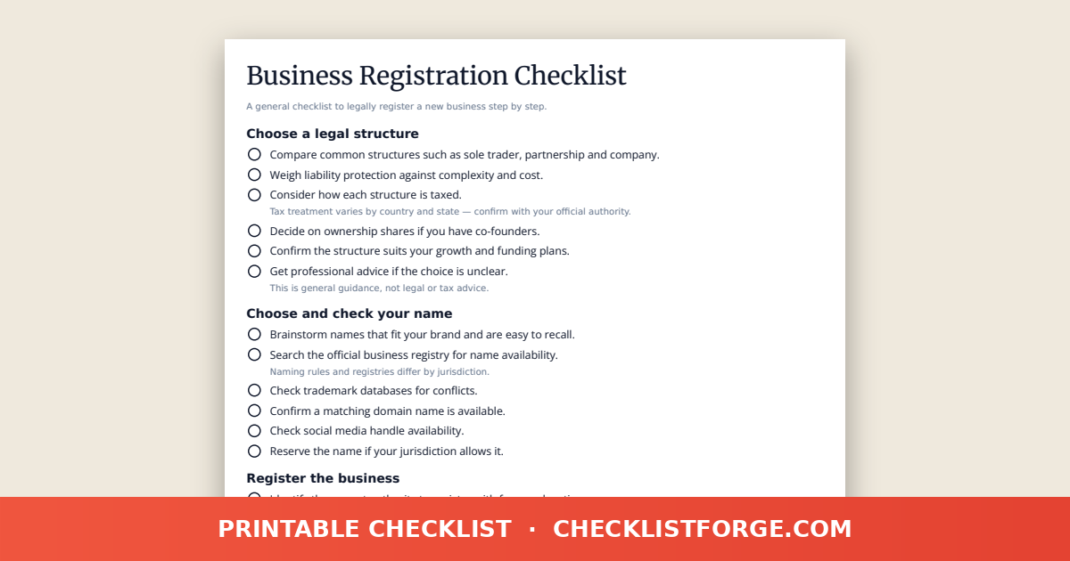Business Registration Checklist