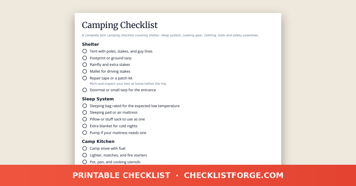 Camping Checklist