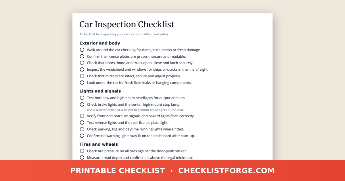 Car Inspection Checklist