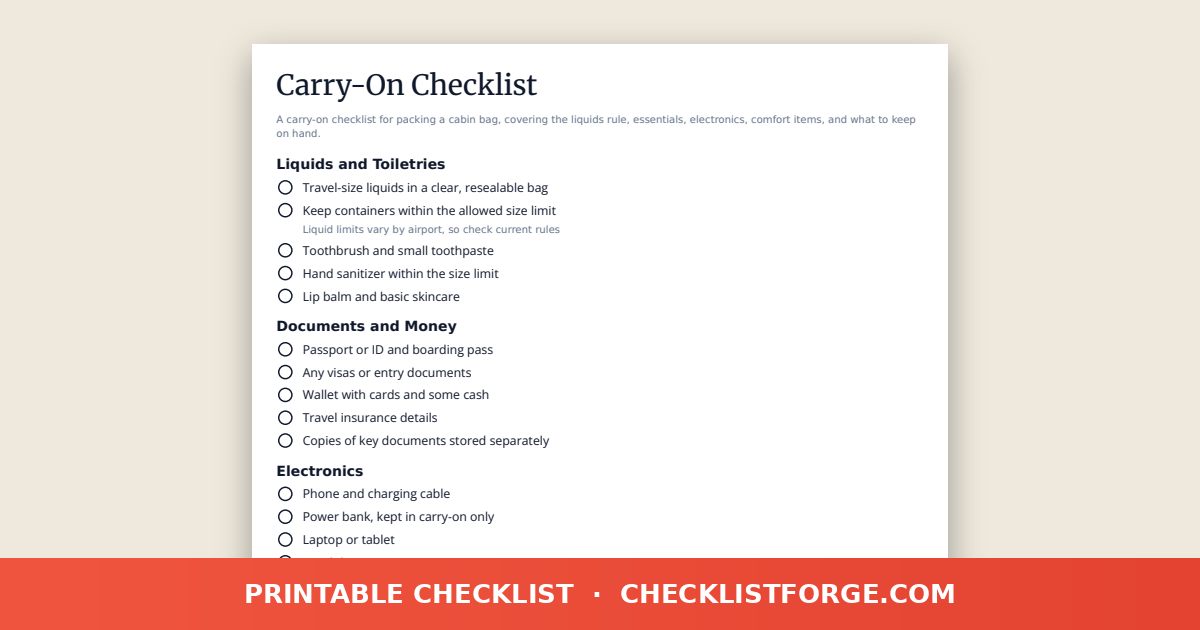 Carry-On Checklist