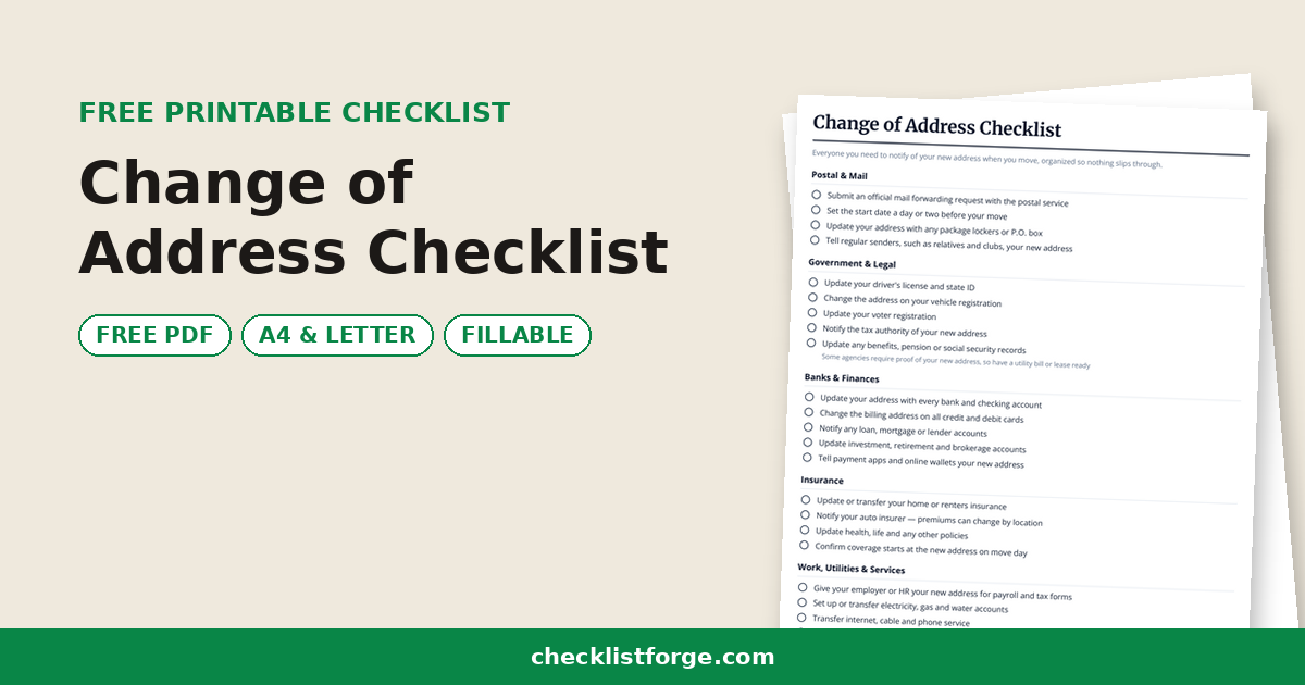 Change of Address Checklist