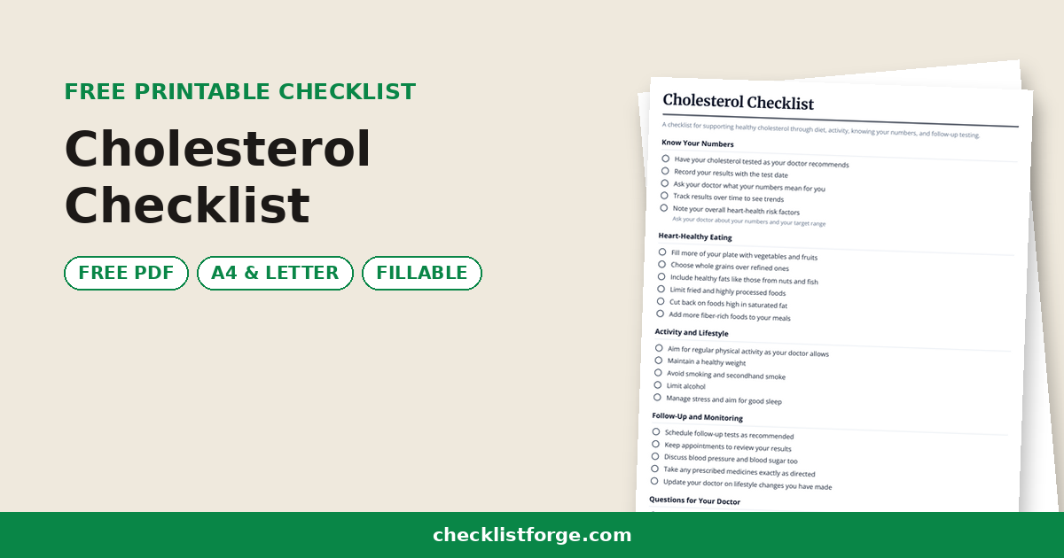 Cholesterol Checklist