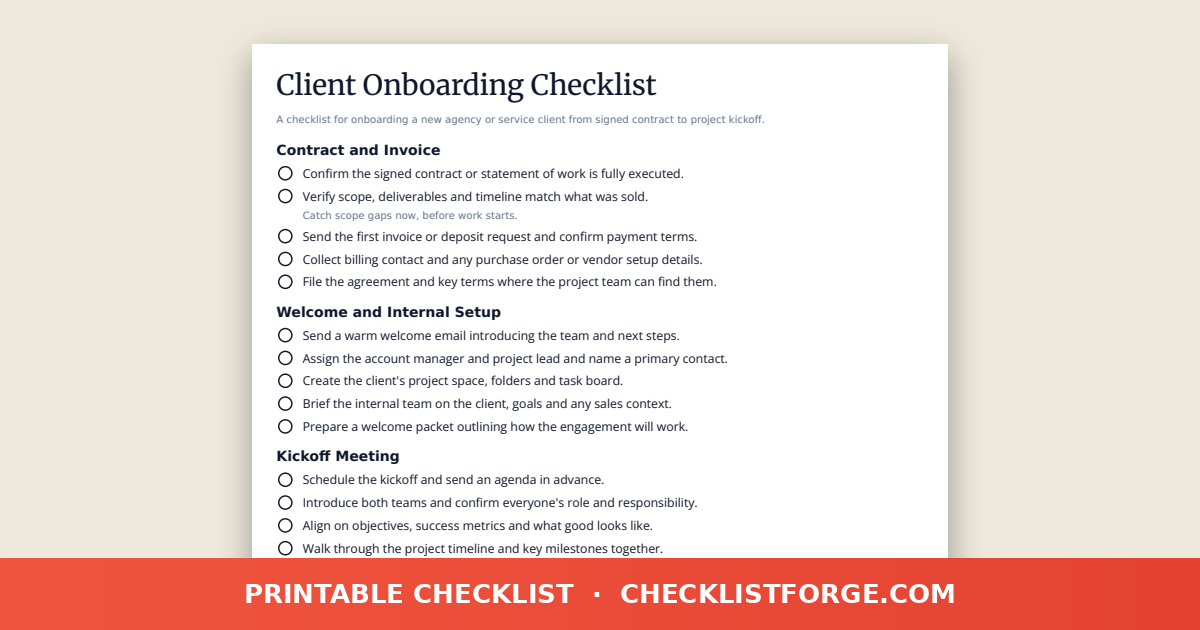 Client Onboarding Checklist