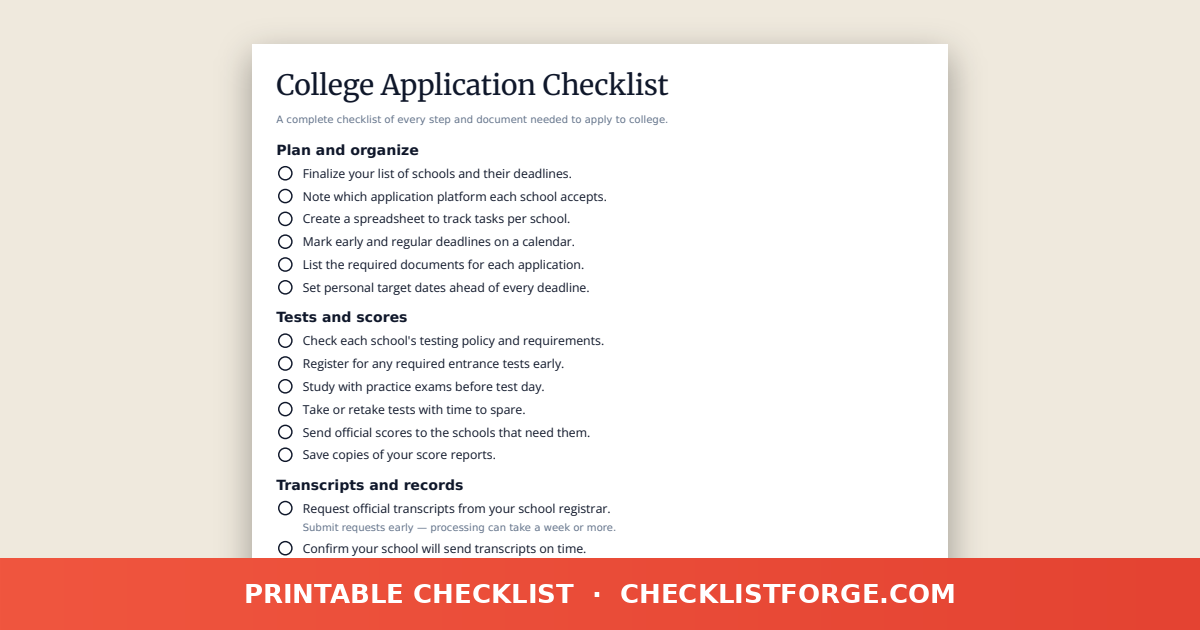 College Application Checklist