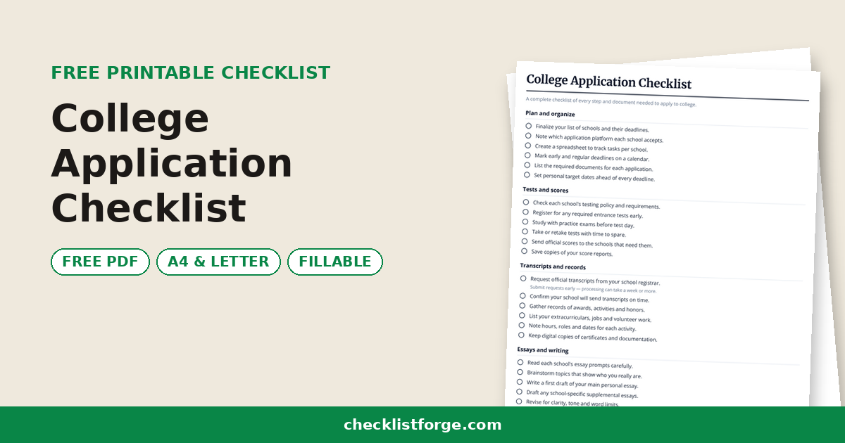 College Application Checklist