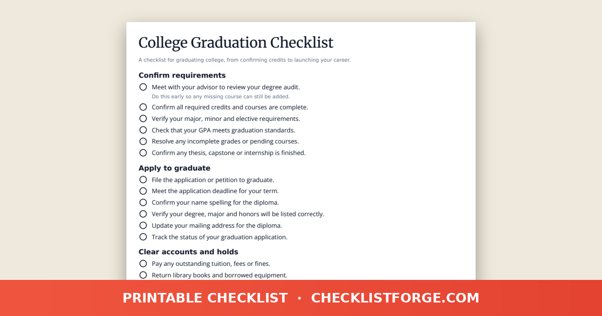 College Graduation Checklist