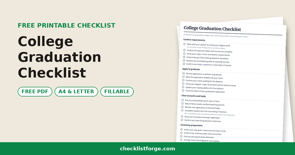 College Graduation Checklist