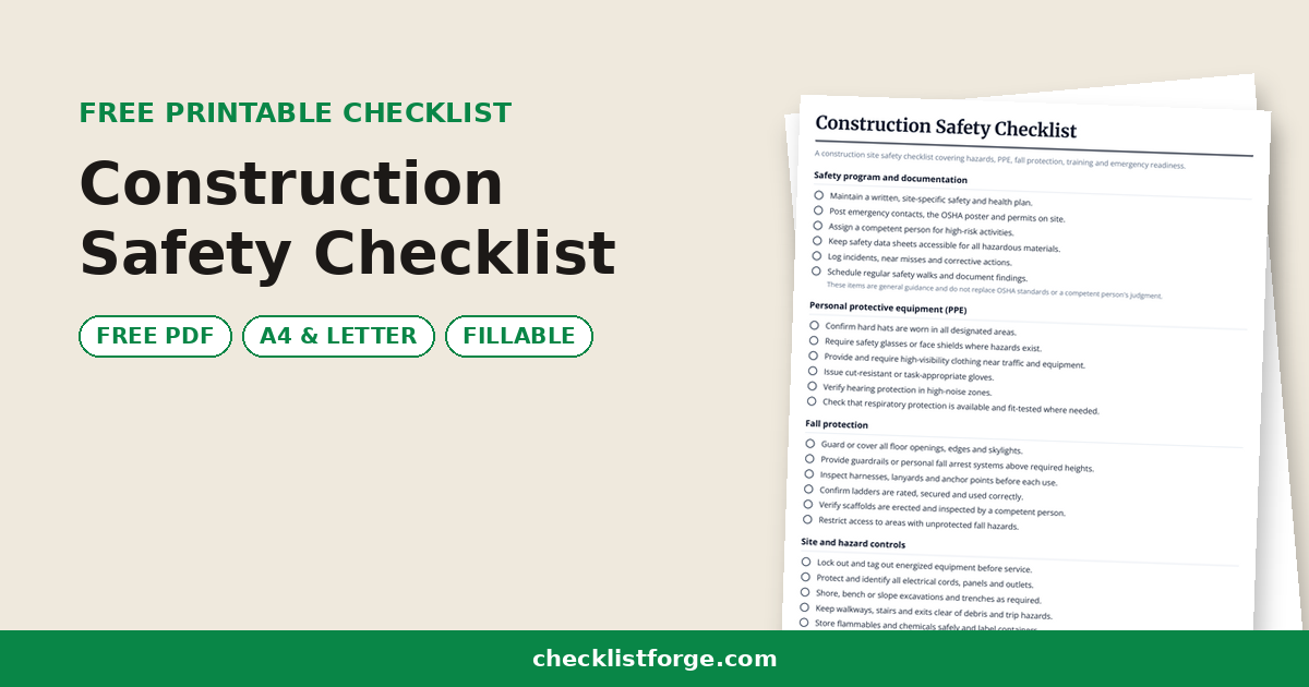 Construction Safety Checklist
