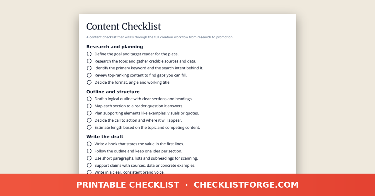 Content Checklist