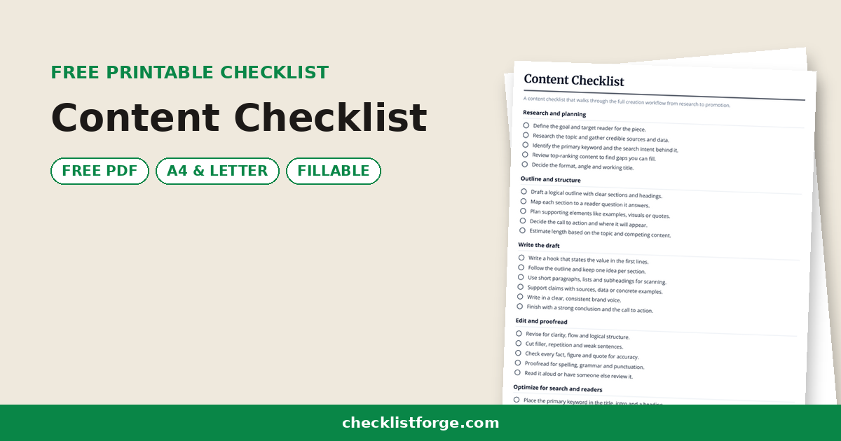 Content Checklist