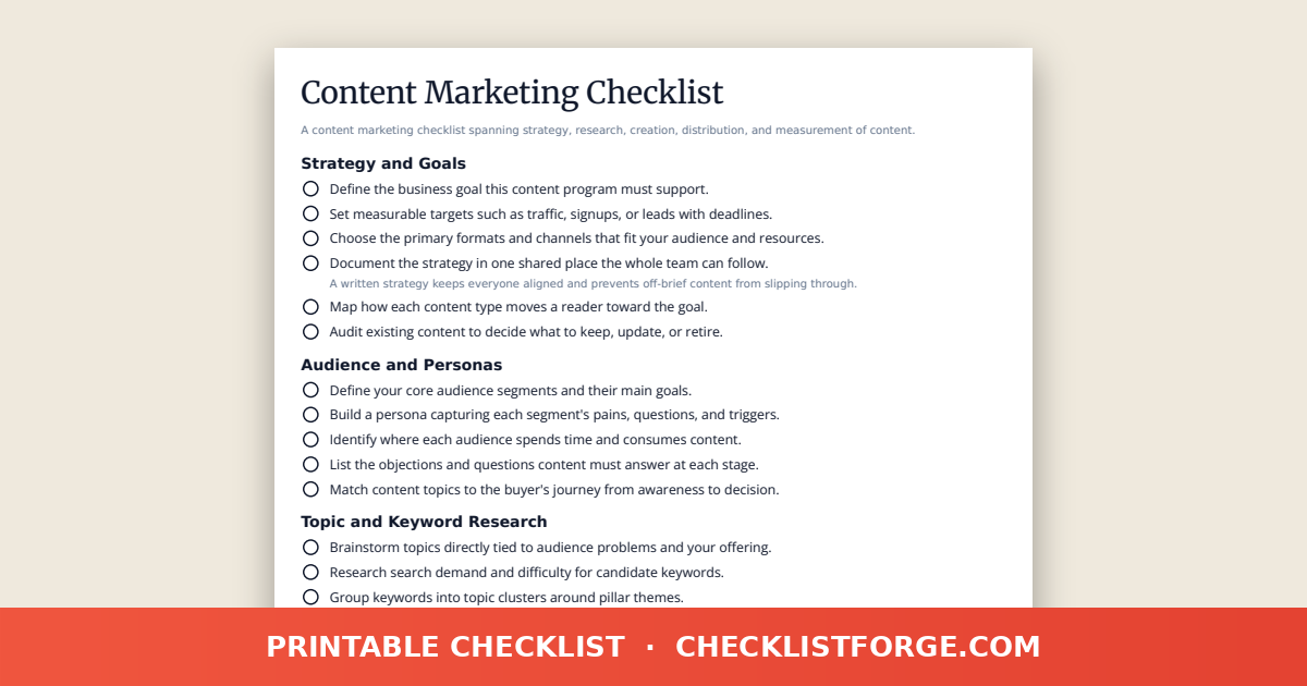 Content Marketing Checklist
