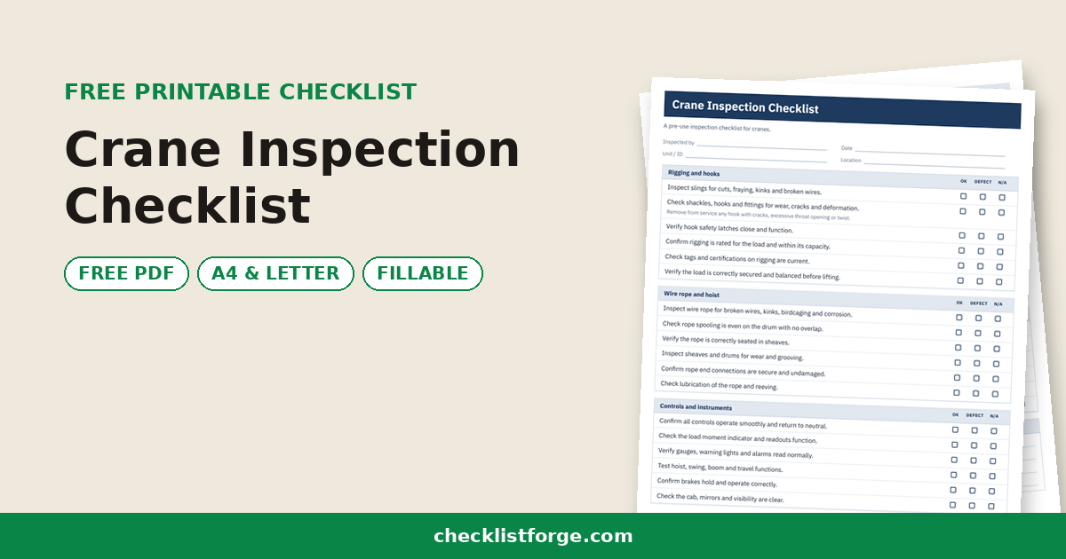 Crane Inspection Checklist