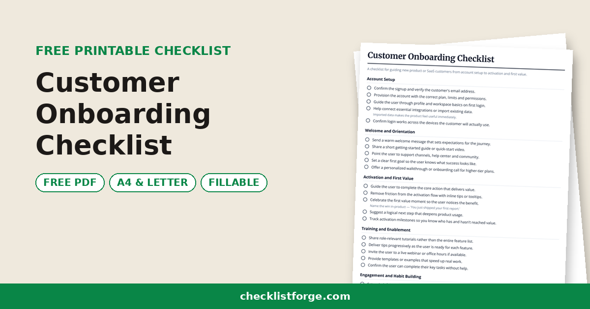 Customer Onboarding Checklist