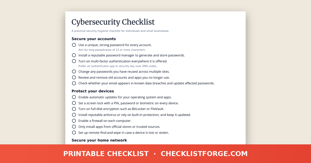 Cybersecurity Checklist