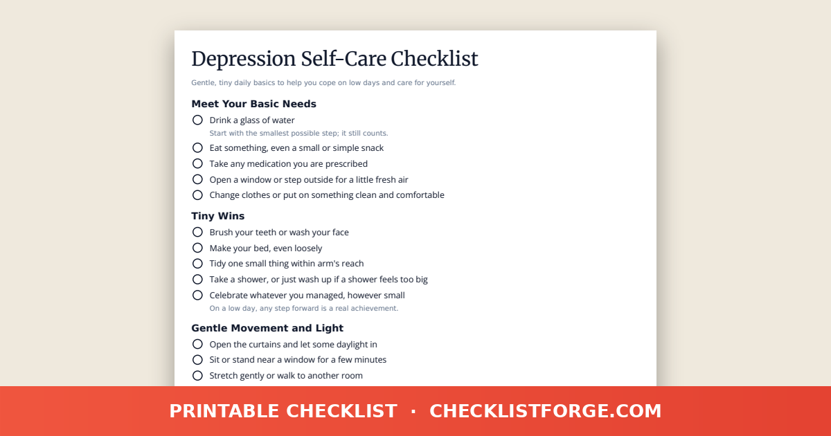 Depression Self-Care Checklist