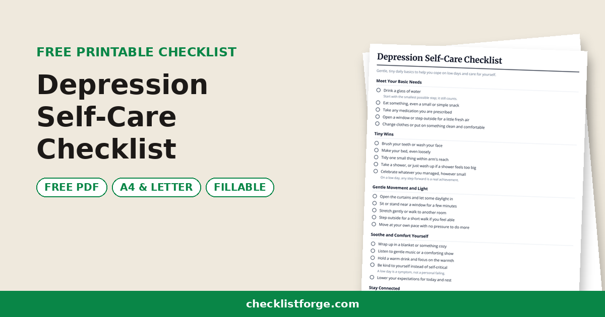 Depression Self-Care Checklist