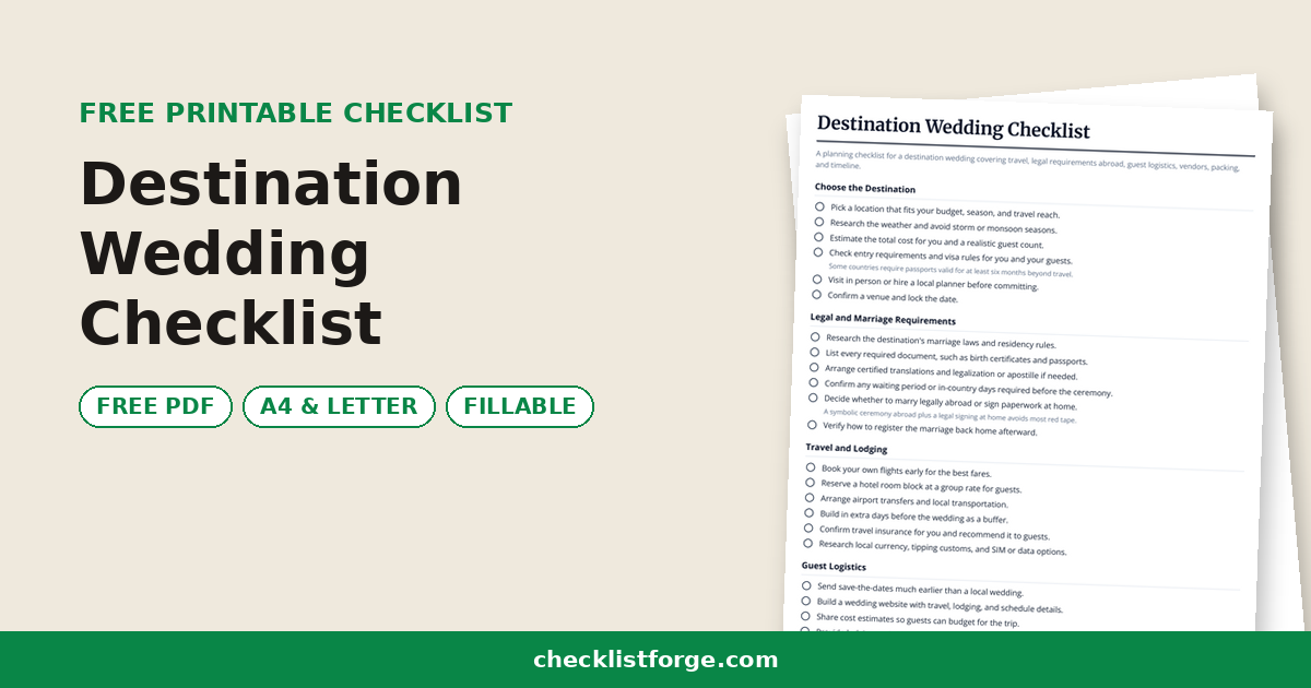 Destination Wedding Checklist