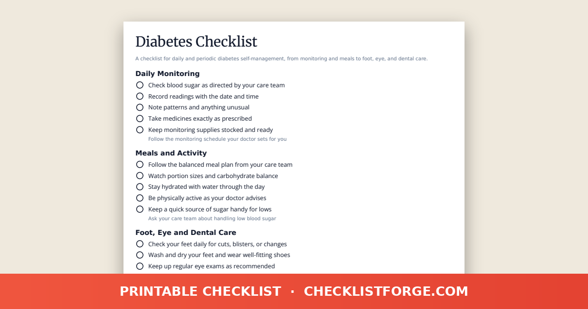 Diabetes Checklist